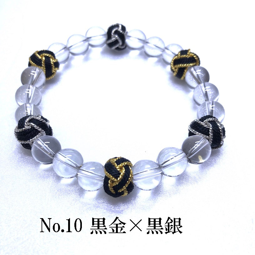 組紐×水晶ブレスレット(No.10黒金×黒銀)