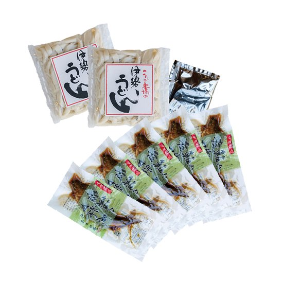 みなとや 若鮎甘露煮5尾と伊勢うどん5袋セット(タレ付き)