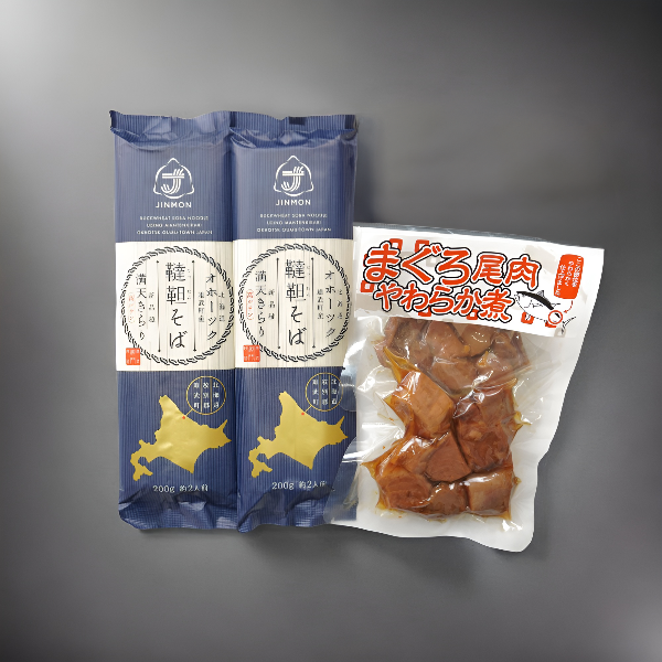 韃靼そば乾麺(3割)2束 & まぐろ尾肉やわらか煮 set
