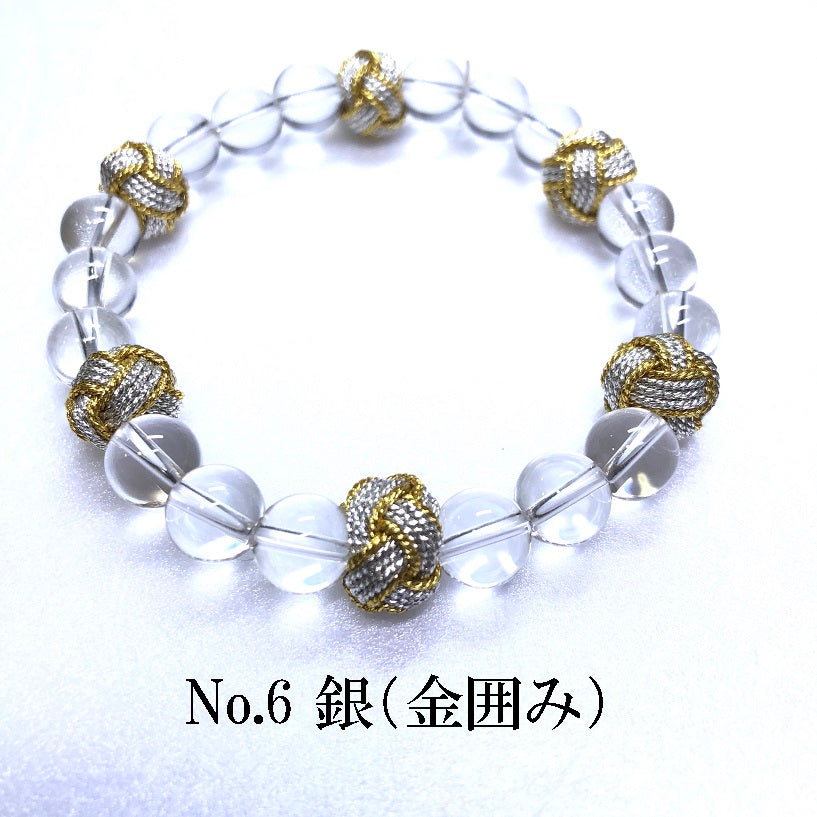 組紐×水晶ブレスレットペア(No.6銀&No.10黒金×黒銀)