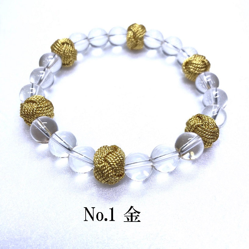 組紐×水晶ブレスレットペア(No.1金&No.2銀)