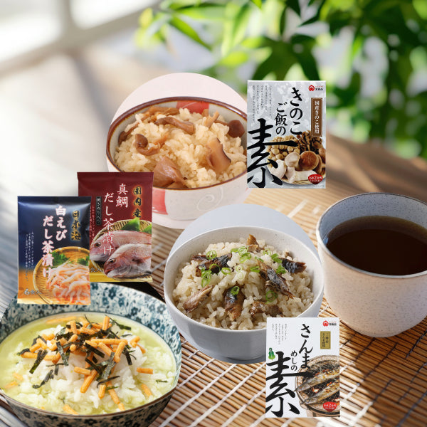 きのこ・さんま飯の素&真鯛・白えびだし茶漬け set